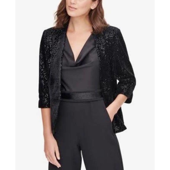 Kensie Black Sequin Jacket/Cardigan, Large - Picture 1 of 6